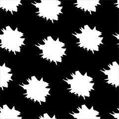 Vector seamless pattern with blotches, spots. Pattern on black background
