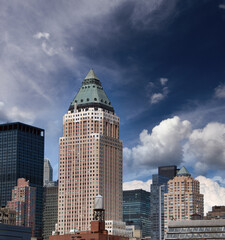 Fototapeta na wymiar New York City, USA. Midtown Manhattan buildings at sunset, aerial vew