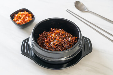 Korean black spaghetti or instant noodle with roasted chajung sauce