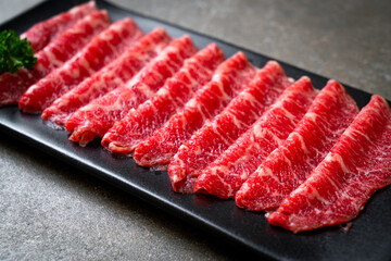 fresh beef raw sliced with marbled texture