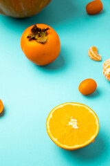 orange food on blue background