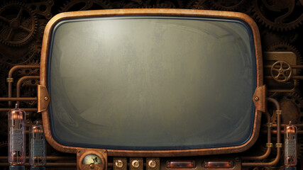 Steampunk television screen - digital illustration