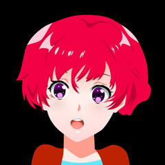 Vector cartoon anime characters. Anime girl in japanese. Anime style, drawn vector illustration. Sketch. Manga style. Colored