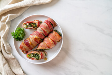 baked bacon stuffed spinach and cheese