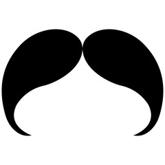 
A slight inward curve, drooping mustaches in solid icon design representing asterix mustache
