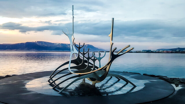 The Sun Voyager sculpture (Solfar) . Reykjavik, Iceland