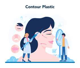 Cosmetologist concept set, face contouring surgery. Underskin