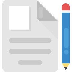 
A flat vector icon of a profile document and a pencil
