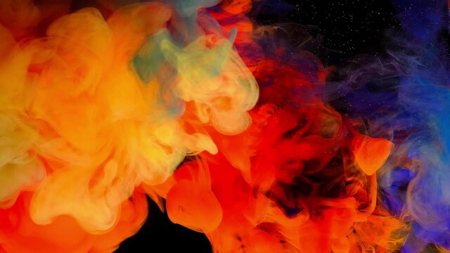 4K Footage,Color splash background, Color paint drops in water, Luxury colors Slow motion shot,
