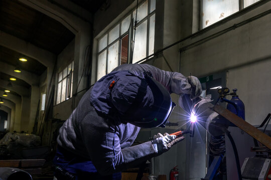 Welder qualification testing with gas tungsten arc welding (gtaw, argon) process of the stainless steel pipe. Welder certification is based on specially designed tests to determine a welder's skill.