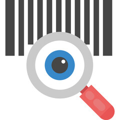 
A magnifier eye searching the product code, barcode search flat icon
