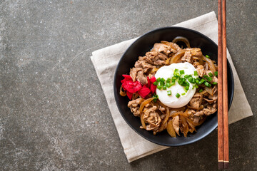 pork rice bowl with egg (Donburi) - japanese food