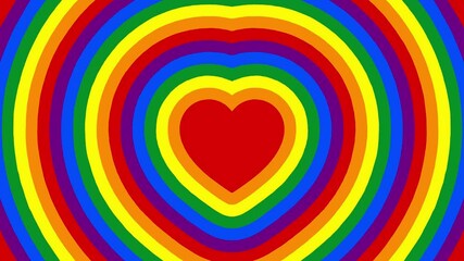 The rainbow heart, used as a symbol of the pride movement of lesbians, gays, bisexuals and transgender people LGBTQ. Animation of a shining heart of LGBT colours. A pulsating heart in the colour LGBTQ - Powered by Adobe