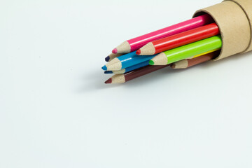 Fototapeta premium colored pencils on white background