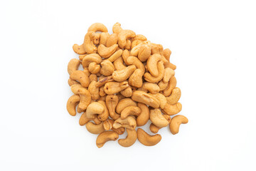 Cashew nuts on white background