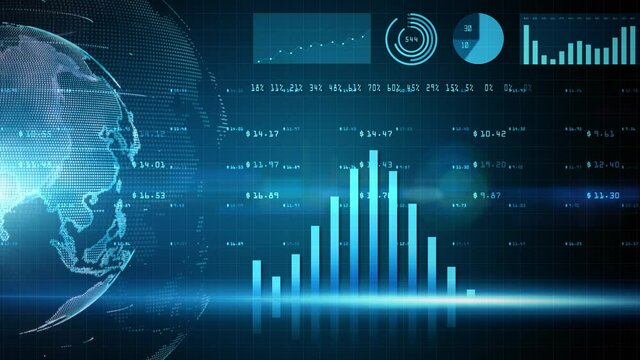 Digital financial chart bars, Financial investment trends around the world, Big data and stock market, Business and finance background concept.