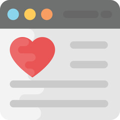 Obraz premium Conceptual flat icon of website with heart symbolising rating 
