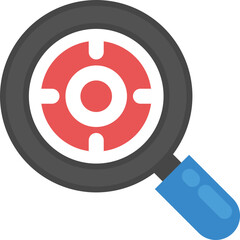 
Magnifier target flat vector icon depicting the concept of market analysis
