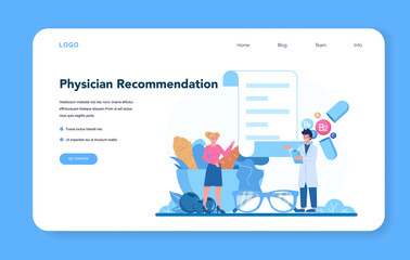 Ophthalmologist web banner or landing page. Idea of eye exam