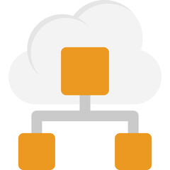 
Cloud computing network structure in flat icon style 
