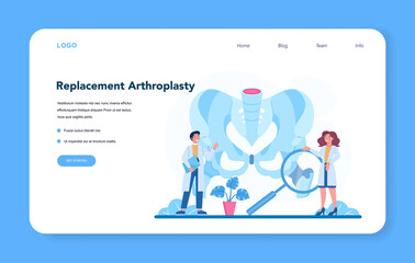 Orthopedics doctor web banner or landing page. Idea of joint