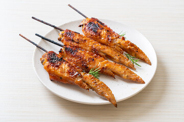 grilled chicken wings skewer