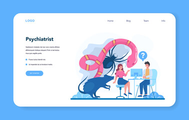 Psychiatrist web banner or landing page. Mental health diagnostic
