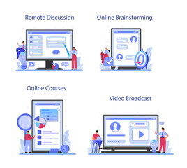 Brainstorm online service or platform set. New idea generation