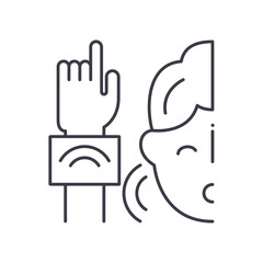 Behavioral biometric icon, linear isolated illustration, thin line vector, web design sign, outline concept symbol with editable stroke on white background.