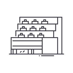 Beach hotel icon, linear isolated illustration, thin line vector, web design sign, outline concept symbol with editable stroke on white background.