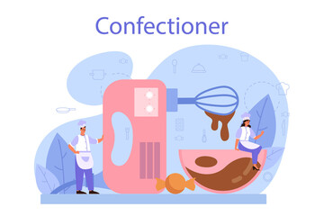 Confectioner concept. Professional confectioner chef. Sweet baker