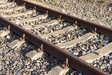 Closeup of railway tracks