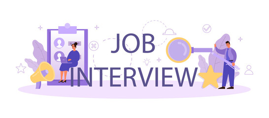 Job interview typographic header. Idea of employment and job