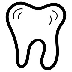 healthy tooth for dentist office, coloring book, isolated object, black and white, vector medical doodles