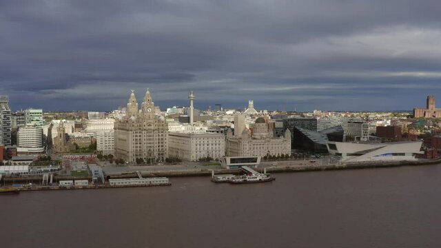 Drone Shot Orbiting The Three Graces And Mann Island