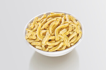 Bhavnagari Gathiya or gathia, ganthia, ganthiya, papdi, Champakali made by gram flour, Indian Pouch...