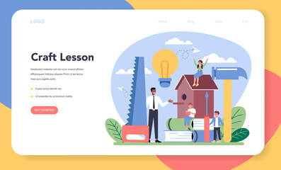 Art school education web banner or landing page. Student