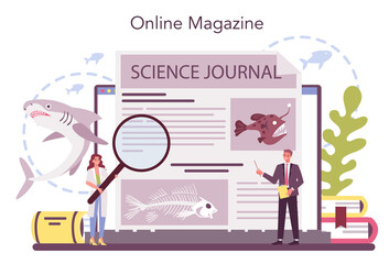 Ichthyologist online service or platform. Ocean fauna scientist.