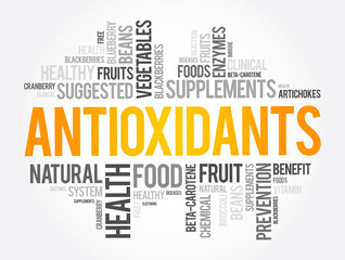 Antioxidants word cloud collage, health concept