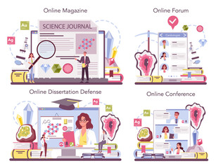 Mineralogist online service or platform set. Professional scientist