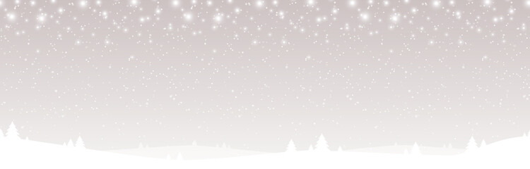 seamless xmas background with snow fall and trees