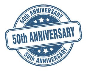 50th anniversary stamp. 50th anniversary label. round grunge sign