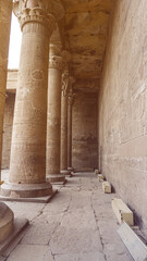Fototapeta premium Temple of Horus Edfu columns detail and structure around corridor and entrance with hieroglyphic details beatiful art