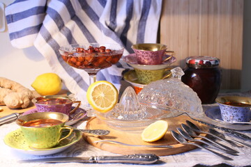 still life with tea and sweets