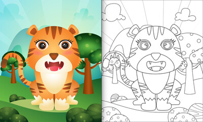 coloring book for kids with a cute tiger character illustration