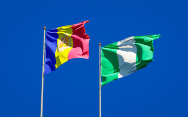 Beautiful national state flags of Nigeria and Andorra.