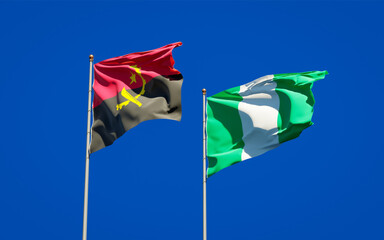 Beautiful national state flags of Nigeria and Angola.