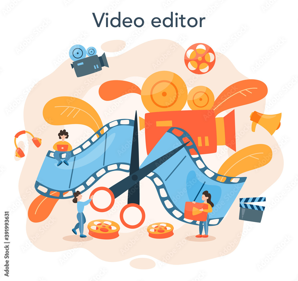 Poster video editor or designer. artist create computer animation for multimedia