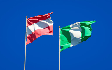 Beautiful national state flags of Nigeria and Austria.