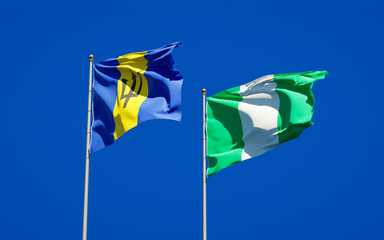 Beautiful national state flags of Nigeria and Barbados.